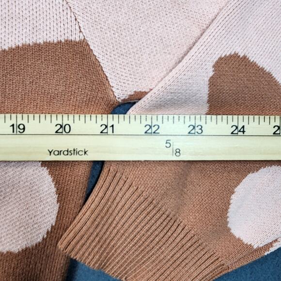 Pacsun Womens Sweater Small Pink Brown Camo Abstract Crewneck Stretch Preppy - Picture 4 of 15